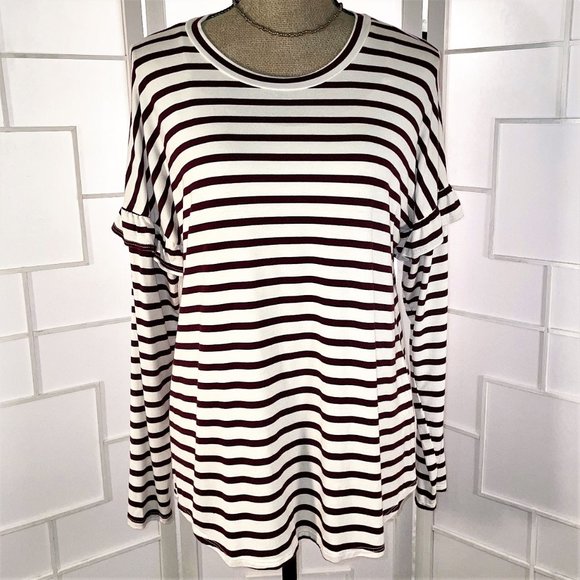 Cotton Bleu Striped Ruffle Drop Shoulder - Picture 4 of 8